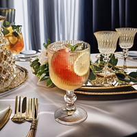 Verre à vin de luxe vintage à motifs floraux, style américain, pour café glacé au lait, idéal pour la maison, les mariages ou les fêtes