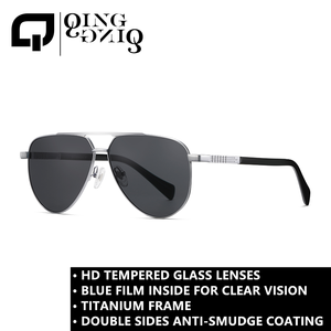 Occhiali <span class=keywords><strong>da</strong></span> Sole Classici Retrò per <span class=keywords><strong>Uomo</strong></span>, in Titanio, Antiriflesso, Placcatura IP, Leggeri e Flessibili, Rivestimento Blu Antiriflesso - Product Image 2