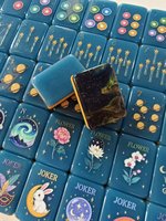 Ensemble de Mahjong Américain Céleste de Luxe en Acrylique de 160 Pièces avec Faces Bleu Marine pour 4 Joueurs, Idéal pour un Divertissement Familial Élégant