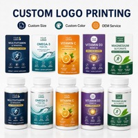 Étiquettes personnalisées pour bouteilles de vitamines, autocollants adhésifs BOPP imperméables pour bouteilles de nutrition de 100 ml et 150 ml, impression de logo personnalisée OEM