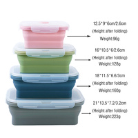 Set Van 4 Opvouwbare Herbruikbare Food Grade Siliconen Bento Lunchbox Luchtdichte Opvouwbare Voedselopslagcontainers Voor Fruit
