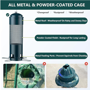 Mangeoire à oiseaux en vente chaude, pour l'extérieur, anti-écureuil, en métal, activée par le poids, pour cardinaux sauvages, pinsons, jaspeaux, chardonnerets, capacité de 3 lb de graines - Product Image 5