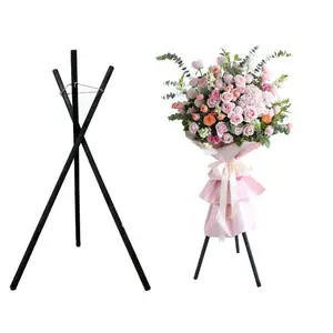 Tripod Opening Flower Basket Wooden Flower Shelf Three Solid Wood Black Flower Arrangement Triangle Frame Wooden Shelf