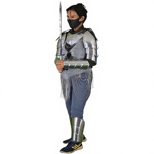 <b>Silver</b> Plated Steel Armor Set With Chainmail And Plate Protection For Medieval Costume Wear - Product Image 3