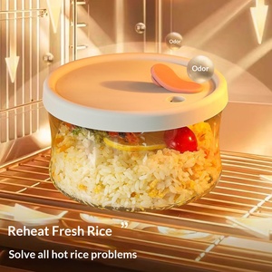 Lonchera Redonda de Vidrio Hermética para Niños, Regreso a Clases, Recipiente de Alimentos de Vidrio de Borosilicato Alto, Apto para Horno de Microondas - Product Image 2