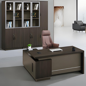 Bureau de direction moderne de luxe en L avec tiroirs, poste de travail pour PDG, ensemble de mobilier de bureau de direction, vente en gros - Product Image 6