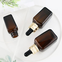 Flacon compte-gouttes carré en verre ambré personnalisé de 10 ml, 20 ml, 30 ml, 50 ml, 100 ml pour huiles essentielles et sérums de soin de la peau avec bouchon à vis