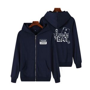 เสื้อฮู้ดซิปเต็มตัวสีดำ ผ้าฝ้าย 100% คุณภาพสูง ไซส์ใหญ่ ขายส่ง - Product Image 4