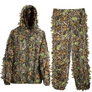 YAKEDA Costume di Halloween con cappuccio foglie Marple abbigliamento mimetico caccia da cecchino leggero vestito ghillie foglia 3D per adulto