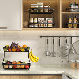 Étagère à fruits en métal réglable à plusieurs niveaux avec paniers amovibles pour le rangement sur le comptoir de cuisine - Product Image 5