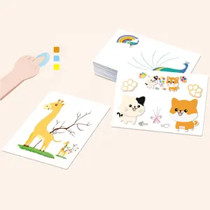 12 видов цветов Детские Поделки своими руками палец альбом развивающая игрушка раскраска открытки-раскраски комплект моющиеся палец рисунок игры с 16 шт. карты