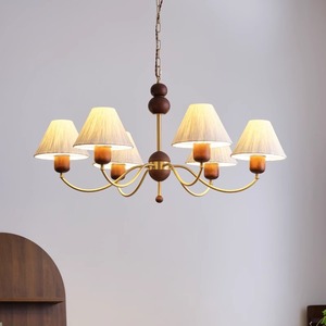 Japanese Wabi Sabi Style Zen Inspired Chandelier With Xuan Paper Shades Solid Wood And Copper Frame For Living Room Bedroom - Product Image 3
