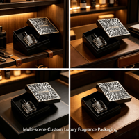 Boîte à parfum de luxe personnalisée avec couvercle et base en relief 3D, emballage en carton rigide à relief géométrique, marché américain