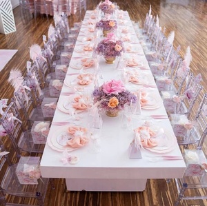 Table <span class=keywords><strong>à</strong></span> manger moderne blanche en acrylique pour enfants chaise en plastique meubles pour enfants pour salon banquets de mariage hôtels fêtes bébé - Product Image 2