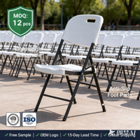 Chaise pliante en plastique avec cadre en acier robuste et poignée de transport pour jardin