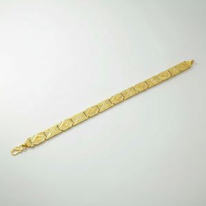 Bracelet à maillons classique en or jaune à motifs, d'inspiration vintage, motif en forme de diamant, bijoux fins - Product Image 2