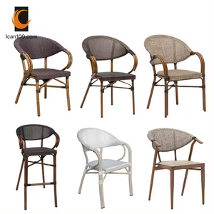 Chaise de café <span class=keywords><strong>Paris</strong></span> Chaise de bistro Teslin d'extérieur en tissu Café à l'extérieur Chaises de salle à manger en rotin empilables - Product Image 2