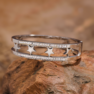 Fashion Bangle 316L Stainless Steel PVD Gold Plating Star Design <b>Crystal</b> Inlay <b>Bracelet</b> - Product Image 3