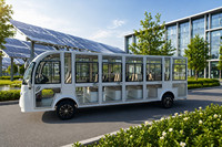 Bus électrique touristique ouvert de marque RENQI avec 7 rangées et 20 sièges, transport public pour les grands sites touristiques et les stations balnéaires