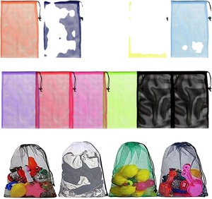 Sacs en filet à cordon de serrage pour rangement, sacs de transport en filet pour le voyage, le sport, la lessive et la gym - Product Image 1