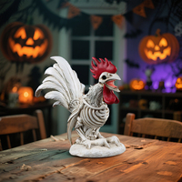 Estatua de Gallo Esqueleto, Figura de Pollo Esqueleto, Escultura de Animal Esqueleto Gótico para Decoración de Interiores, Exteriores y Fiestas en Casa