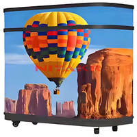 Écran LED incurvé P1.86 à prix d'usine pour réception, stand DJ portable 3D, écran vidéo pour salon professionnel, avec roues, résolution 1080P