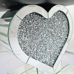 Heart Decor End Table WXF-508-1 Silver <strong>Crushed</strong> <strong>Diamond</strong> Mirrored Bedside Table Home <strong>Furniture</strong> - Product Image 3