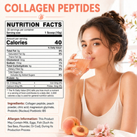 Poudre de peptides de collagène de type I et III, probiotiques, 10g par portion, saveur pêche, pastèque, fraise, formule personnalisée OEM ODM, Halal, GMP