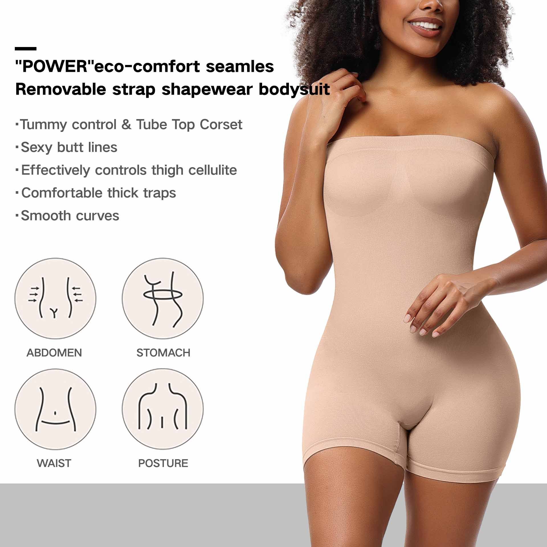 Detachable-Strap Tummy-Control Brief: back view showing seat coverage and shaping construction