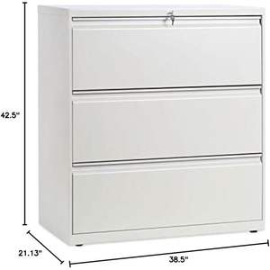 Archivador Lateral Metálico Alera de 36 x 18.63 x 40.25 Pulgadas con 3 Cajones para Archivos de Tamaño Legal/Letter/A4/A5, Color Putty - Product Image 2