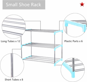 Armoire à chaussures moderne en plastique PP et tube de fer, porte-chaussures à 5 niveaux - Product Image 3