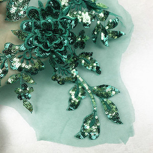 Nhà Máy Trực Tiếp Đầy Màu Sắc 3D Thêu Ren Appliques Sequins Hoa Lưới Vá Evening Gown Wedding Dress Quần Áo Trang Trí - Product Image 6