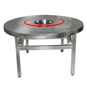 Inoxidable Folding Stainless Steel <b>Table</b> Induction Cooker Hot Pot BBQ Barbecue Rotatable Turntable Hotel Catering <b>Tables</b> <b>Table</b> T - Product Image 4
