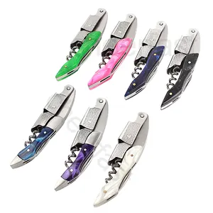 Support add your logo premium various colors resin handle wine key Bottle opener waiters wine corkscrew