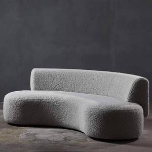 Sofá Cama Curvo Moderno de Lana de Cordero, Estilo Nórdico, Tapizado, para Sala de Estar, Hotel, Apartamento - Product Image 3