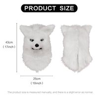 Masque de renard blanc réaliste en latex, masque intégral de renard avec bouche mobile, costume de renard pour Halloween, fête costumée, masques d'animaux en fourrure