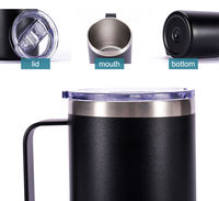 Mug de voyage isotherme en acier inoxydable avec poignée et couvercle, personnalisé, 12 oz, écologique, résistant à l'eau bouillante, pour le camping