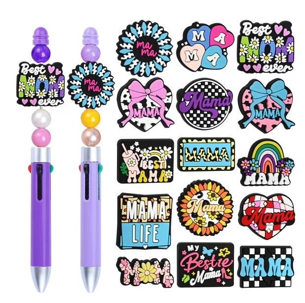 Creative Handmade PVC Soft Glue Beaded Pen DIY Phone Chain String Accessories Mother's Day Focal Beads Charms