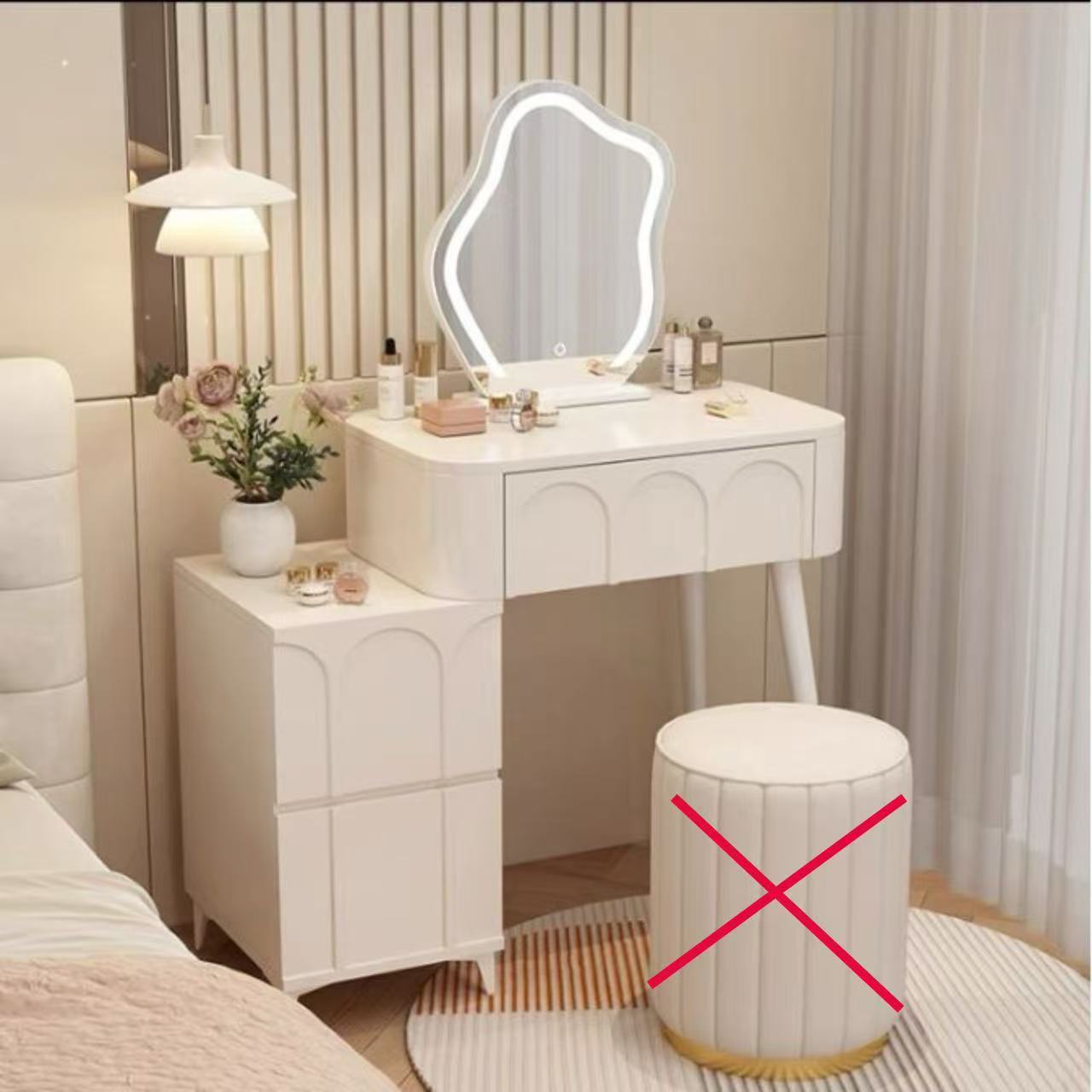 Table et armoire blanches 60 cm [sans tabourets]