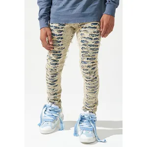 מפעל מכירה לוהטת פופולרי שבור להרוס Mens ג 'ינס סקיני Ripped חור גברים של ג' ינס