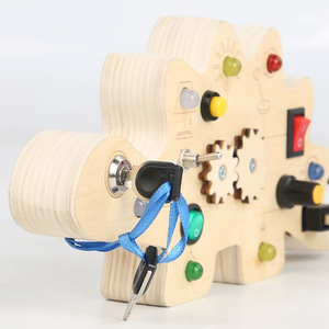 Bán Buôn Trẻ Em Đầu Giáo Dục Trẻ Em LED Ánh Sáng Nút Điện Trò Chơi Bằng Gỗ Chuyển Đổi Đồ Chơi Montessori 3D Khủng Long Hội Đồng Quản Trị bận rộn - Product Image 4