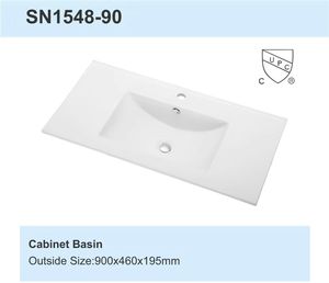 Lavabo de Cerámica Rectangular Delgado Blanco de un Solo Orificio, Moderno, con Certificación CUPC, para Baño - Product Image 2