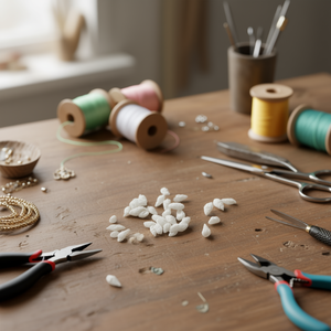 Perline di conchiglia Ilan a forma di riso 14-18 mm 12 g per artigianato - Product Image 2