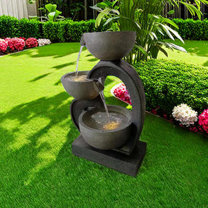 Offre Spéciale fontaine d'eau de jardin en résine LED à 3 niveaux intérieur bureau arrière-cour extérieur autoportant élégant design artificiel - Product Image 5
