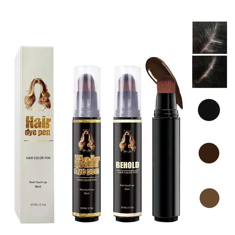 Private Label Semi-permanent Colour Root Touch Up Stick Powder to Cover Black Brown Dark Brown Hair Dye Pen