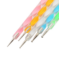 Stylo pointeur à spirale Double extrémité en Crystal acrylique, 5 pièces, accessoire pour Nail art et dessin des ongles