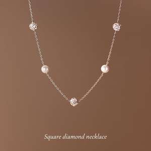 S925 <b>Silver</b> Japanese & Korean Retro Style Short <b>Necklace</b> with Curve Synthetic <b>Pearl</b> Women's Sweet D9405 <b>Necklace</b> - Product Image 3