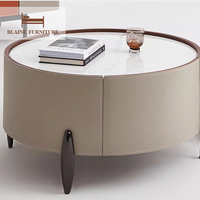BLAINE lumière luxe ardoise haut forme ronde en cuir Table basse moderne canapé Table d'appoint ensemble pour meubles de salon