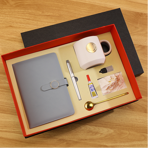 Coffret cadeau professionnel de luxe avec tasse en céramique, boîte cadeau A5 en cuir PU, stylo et cuillère boîte cadeau de papeterie de bureau avec logo personnalisé - Product Image 3