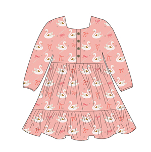 Abito Estivo di Alta Qualità per Bambine con Stampa Personalizzata, Maniche Lunghe, Motivi Floreali, Morbido e Confortevole, Lunghezza al Ginocchio, <span class=keywords><strong>Vestito</strong></span> Casual - Product Image 2
